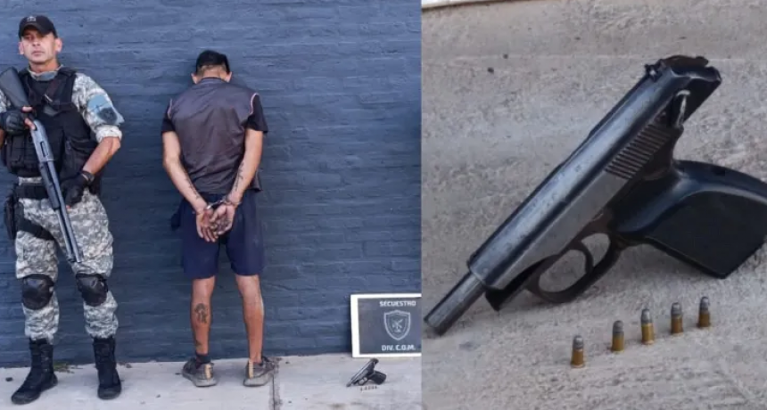 Villa Río Negro: detenido cuando tenía un 22 en la cintura listo para disparar Operativos de prevención.