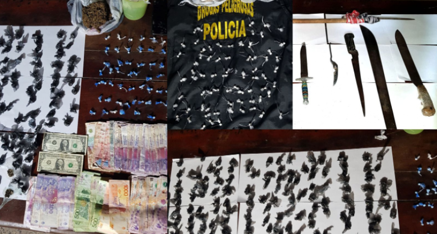 Allanamiento en Villa Luzuriaga: secuestraron dinero, armas blancas y más de 300 bochitas de drogas