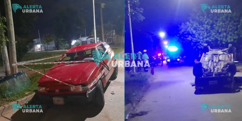 Violento siniestro: un Fiat Uno terminó volcado y su conductor fue hospitalizado