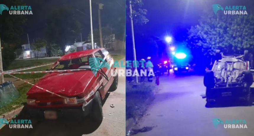 Violento siniestro: un Fiat Uno terminó volcado y su conductor fue hospitalizado