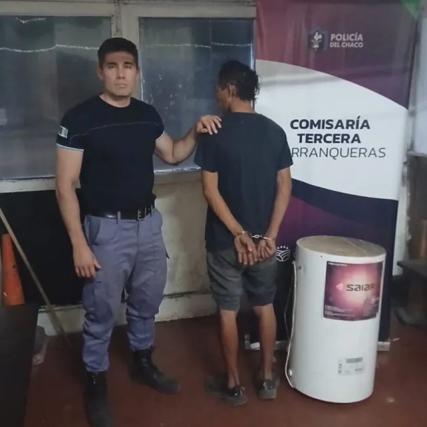 Intentó escapar con un termotanque robado y terminó demorado en Barranqueras