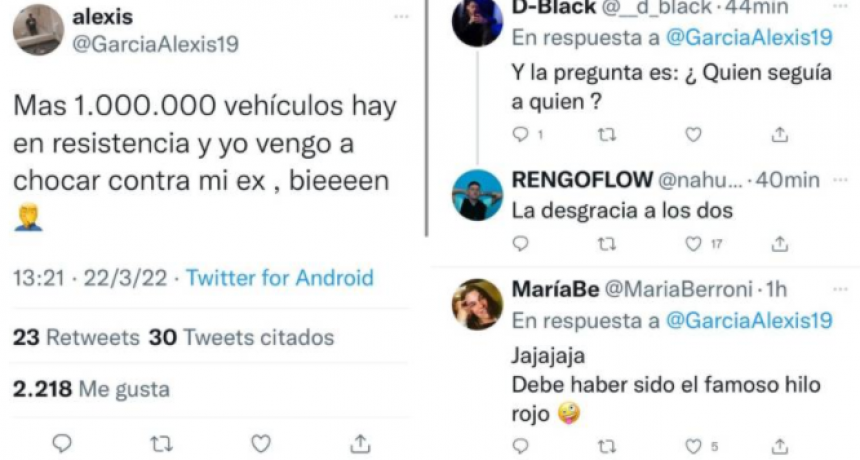 Insólito: un joven contó en sus redes que protagonizó un accidente de tránsito con su expareja