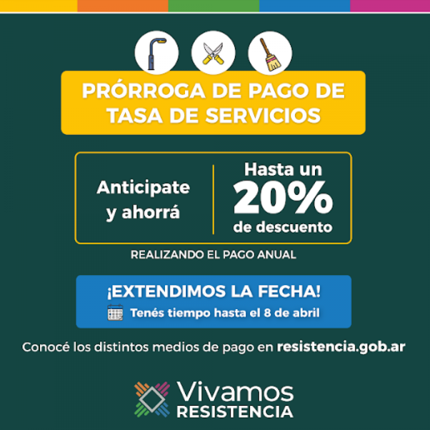 Resistencia prorrogó hasta el 8 de abril el plazo para el pago anual de tasas de servicios 