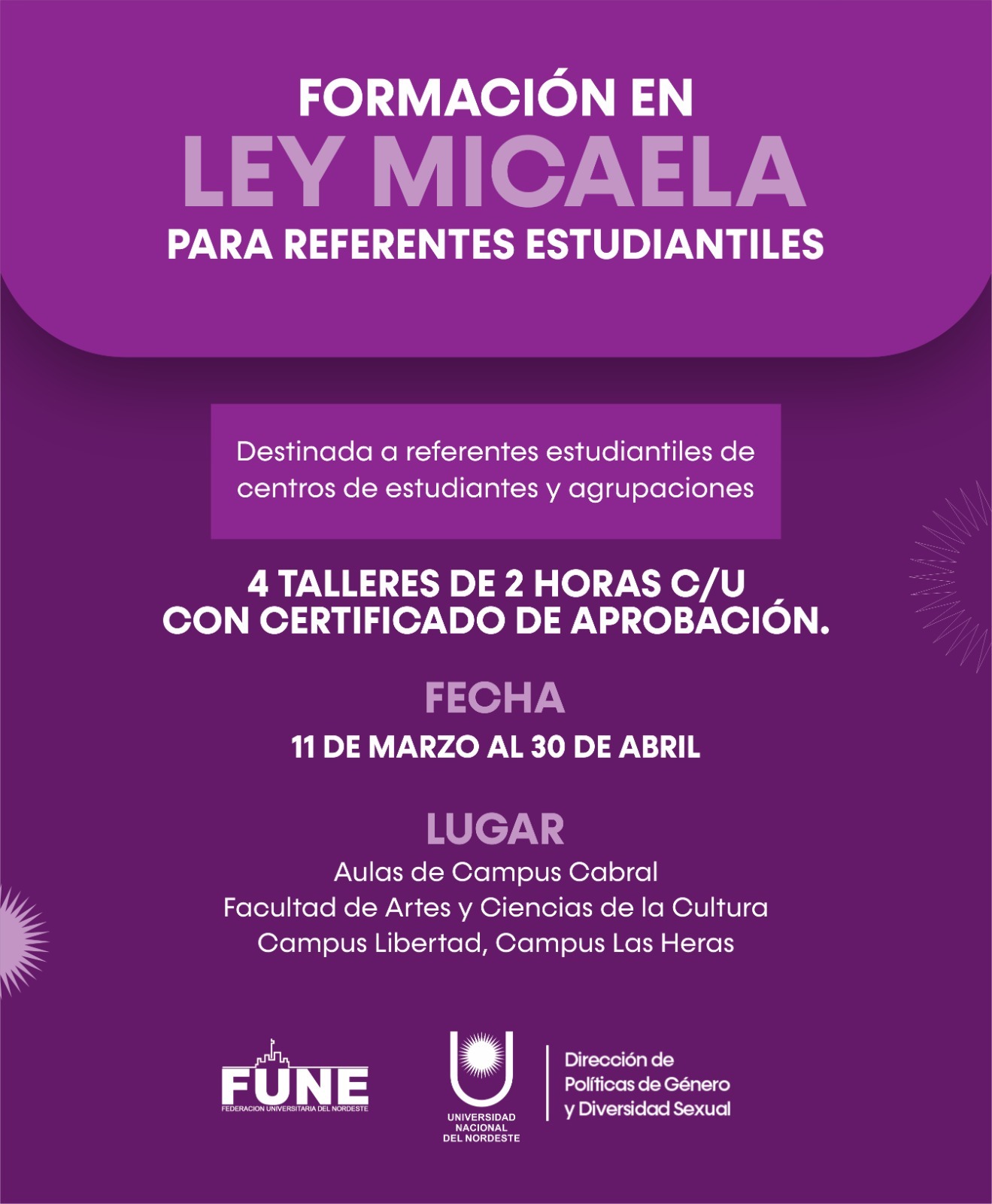 Desde la UNNE convocan a referentes estudiantiles a participar de la formaci&oacute;n en Ley Micaela
