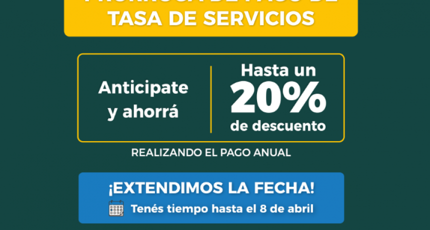 Resistencia: este viernes es el último día para el pago anual anticipado de Tasa de Servicios con hasta un 20% de descuento