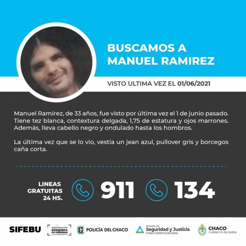 Paradero de personas: buscan a Manuel Ram&iacute;rez
