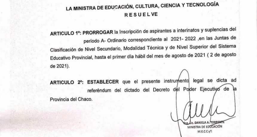 Extienden per&iacute;odo de inscripci&oacute;n a interinatos y suplencias