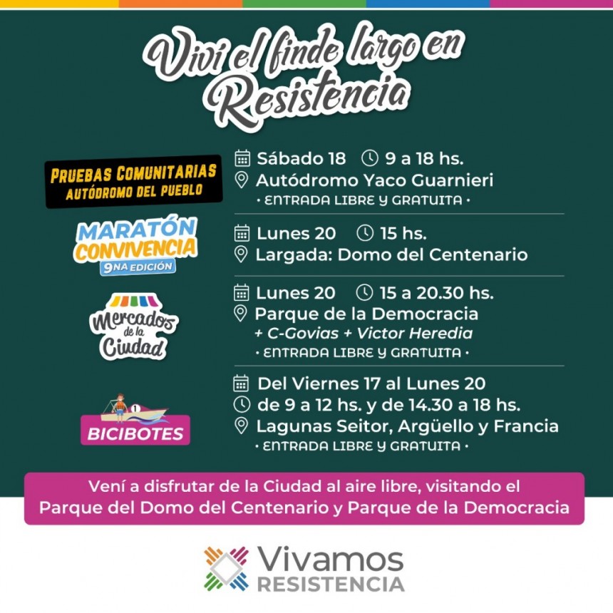 Fin de semana largo: Resistencia vuelve a proponer una variada agenda 