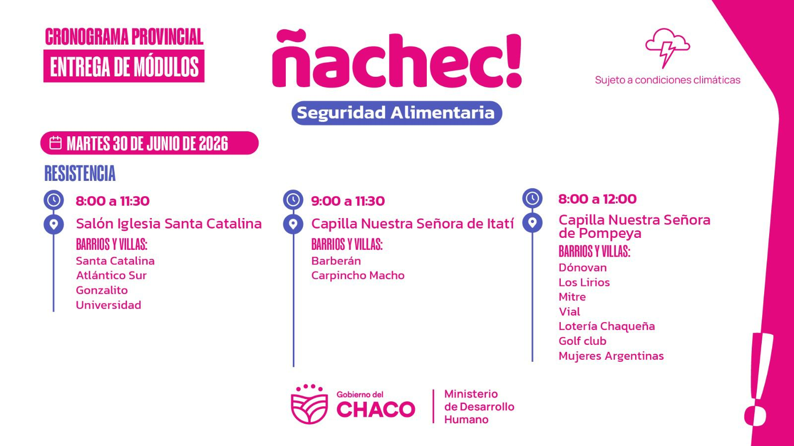 &Ntilde;ACHEC contin&uacute;a con la entrega de m&oacute;dulos alimentarios en distintos barrios de Resistencia este martes 30 de junio