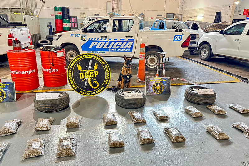 Secuestraron más de 26 kilos de droga ocultos en ruedas de un auto