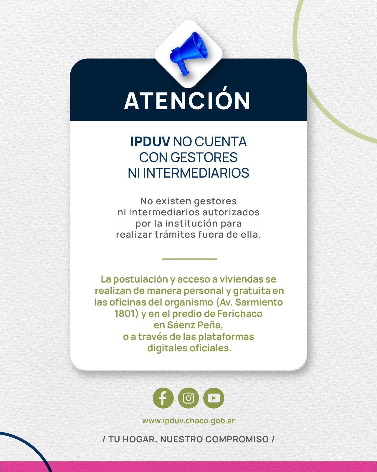 IPDUV advierte que no existen gestores ni intermediarios autorizados para tr&aacute;mites de vivienda
