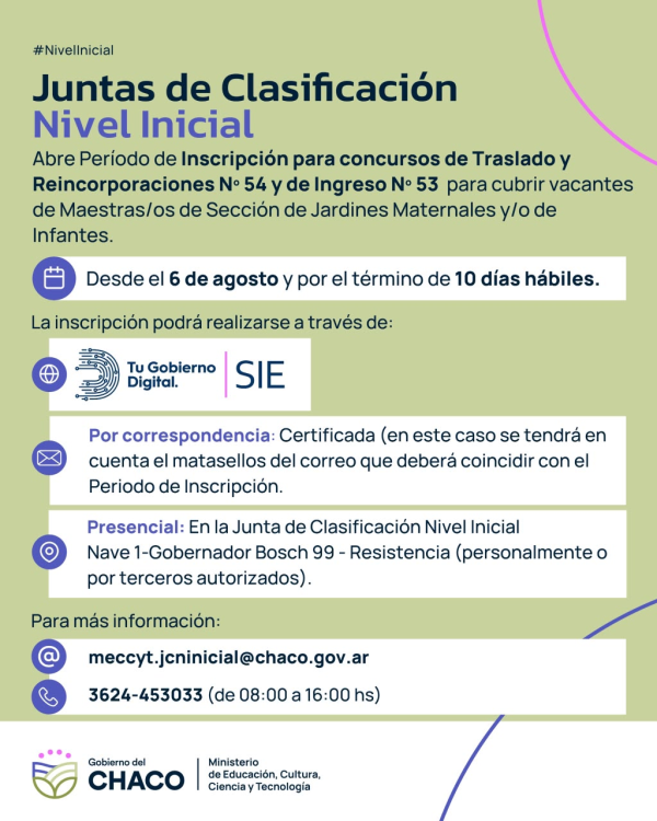 Nivel Inicial: abren las inscripciones a los concursos de ingreso, traslado y reincorporaciones