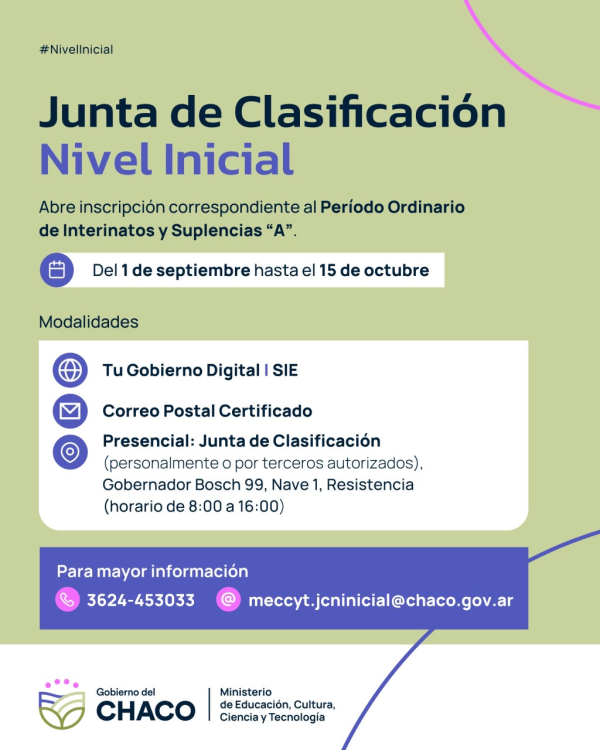 NIVEL INICIAL: desde Septiembre abren las inscripciones para interinatos y suplencias