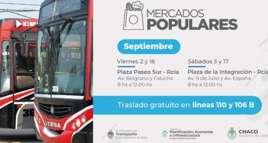 En septiembre, continuará el transporte gratuito hacia los mercados populares