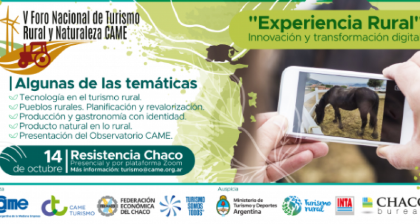 Chaco será sede del V Foro Nacional de Turismo Rural y Naturaleza CAME