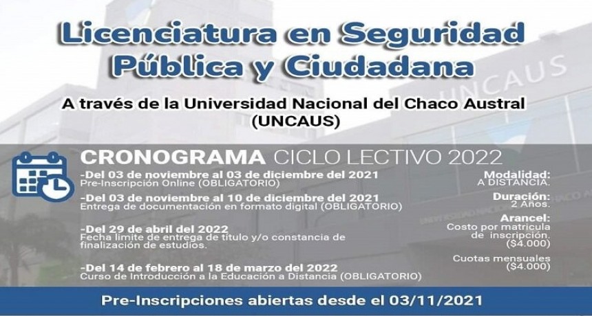 Abren la preinscripción para la licenciatura en seguridad pública y ciudadana