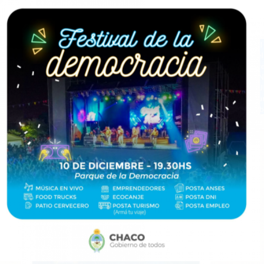 Festival de la Democracia: se realizará este viernes en el Parque de la Democracia
